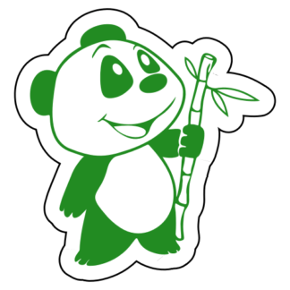 Happy Panda Holding Bamboo Sticker (Green)